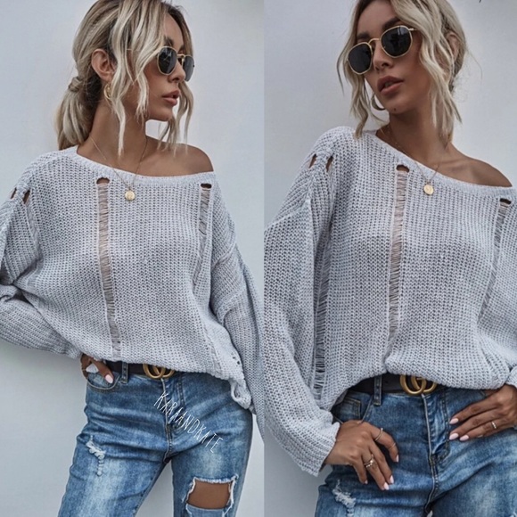 Distressed Sweater- BLACK - Picture 8 of 8